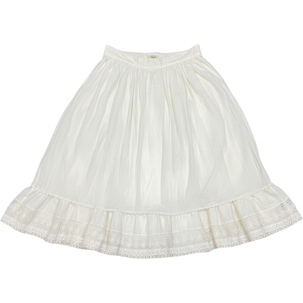 Vintage 1970s Gunne Sax Jessica Ivory Prairie Skirt Lace Tiered Victorian 31"